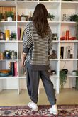 The Sunday Morning Stripe V Slouch Sweatshirt Greys Melange